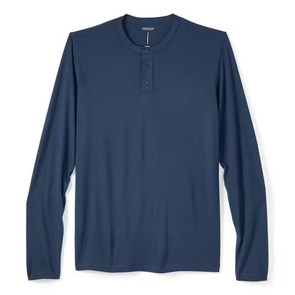 Proof 72 Hour Henley Long Sleeve Navy Blue Huckberry Merino Wool Size Medium - Picture 1 of 6